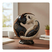Two-Tone Balance Feline Statue Artistic Depth Black and White Feline Decor