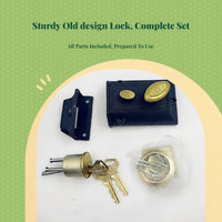 Door Lock, Vintage Mortise Lock Set, Indoor/Outdoor Wooden Door Security, Keyed Entry, sturdy Metal Construction