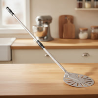 9-Inch Perforated Pizza Peel Lightweight Stainless Steel Pizza Peel Metal Kitchen Tool Long-Lasting for Home Bakers, Outdoor Oven