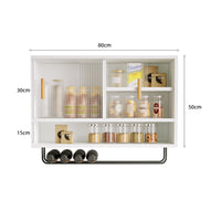 Fluted Door Cabinet Solid Wood Hanging Kitchen Cupboard Wall Mounted Storage Shelf Fluted Glass Door Wall Cabinet Suitable for Gift Giving Home Decoration