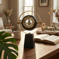 Clock with Pedestal Base Decorative Circular Table Clock for Bookshelf, Office, Cabinet