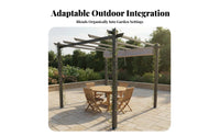 Easy Assembly Retractable Canopy Pergola Sturdy Construction Climbing Vine Vine Trellis Weather Resistant Metal Frame Gazebo Protection for Homeowners, Entertainers, Courtyard, Backyard, Poolside, Barbecues