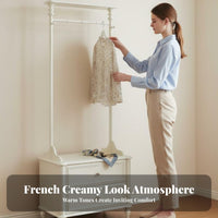 Clothes Rack with Integrated Nightstand Space-Saving Design Bedroom Furnishing
