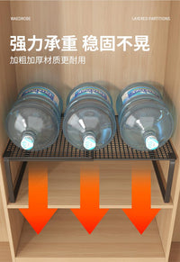 衣柜分层隔板柜子隔层隔断橱柜可伸缩卧室置物架鞋柜分隔收纳神器 黑色【可伸缩】长27-38CM 宽35CM 高22CM 单层 3层