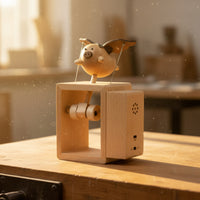 Hovering Piglet Music Box Wood Wooden Music Box Whimsical Wooden Sculpture for Collectors, Desks, Shelves, Bedrooms