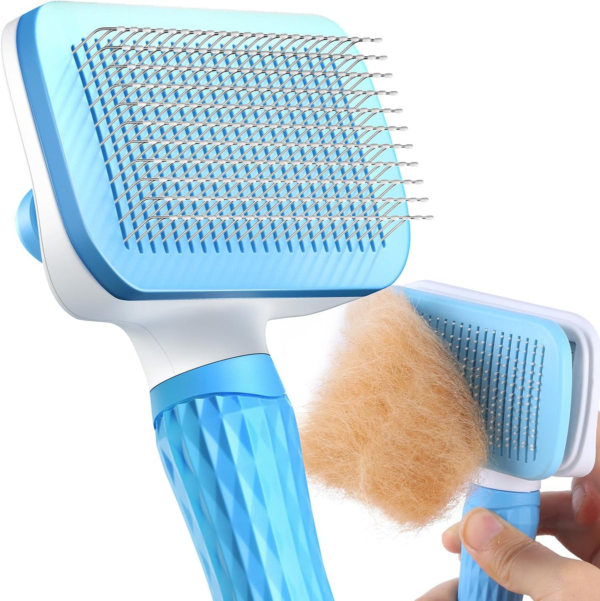Pet Grooming Brush for Cats and Dogs, Self-Cleaning Deshedding Comb