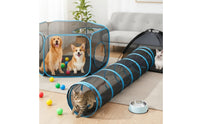 3 Pieces Pet Activity Tunnel Set Portable Mesh Playpen with Tunnel Easy to Fold Tent for Cats, Small Animals, Backyard