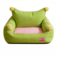 Scratch-Resistant Cat Sofa Bed All-Season Use Pom-Pom Pet Sofa Removable Cushion Cushioned Pet Nest High Backrest for Cats, Small Dogs