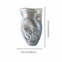 Decorative Glass Vase Spiraling Relief Handmade Glass Vase Smooth Reflective Surface Room Decor