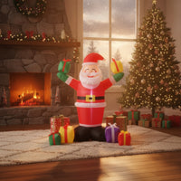 Smiling Inflatable Santa with Gift Boxes Festive Christmas Inflatable Giant Yard Decoration Lightweight for Porch