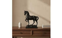 Rearing Horse Statue Retro Horse Figurine Carved Ornament for Entryway, Study