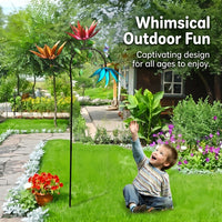 Metal Wind Spinner Outdoor Garden Decor Butterfly Windmill with Stake for Yard, 71 Inch Iron Sculpture for Gardeners
