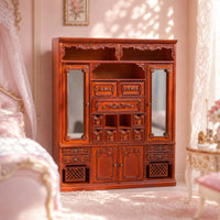 Miniature Cabinet with Mirrors Classic Dollhouse Cabinet Easy Transportation