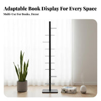 Rotating Bookshelf Unit Modern Industrial Design Vertical Rotating Shelf