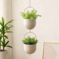 Plant Pots and Hanging Basket for Indoor Plants with Spray Paint, Round Metal Planter for Hanging Plant, Welding Iron Wall Planter with Chain