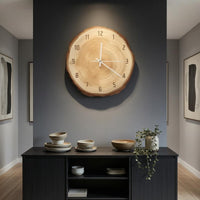 Wooden Wall Timepiece White Hands Wood-Slice Timepiece Simple Tick Marks