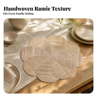 Round Flower Placemat Ramie Fiber Flower Placemat Natural Beige