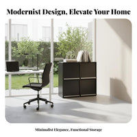 Multi-Compartment Shelf Modernist Design Low Height Shelving Unit Full Wood Construction Versatile Design for Homeowners, Study