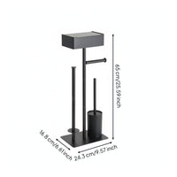 Toilet Paper Stand with Brush and Shelf Stable Design for Renters