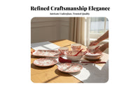 Wedding Housewarming Tableware Set, Flower Queen Underglaze Porcelain, Festive Red Bowl and Plate, Gift for Friends