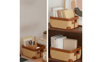 Basketweave Storage Container Basket Rectangular Storage Basket with Handles Reinforced for Lavatory, Vanity, Home Office
