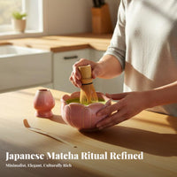 Kiln-Glazed Ceramic Matcha Tea Set Natural Bamboo Japanese Matcha Kit Beginner-Friendly for Beginners, Home Cafe
