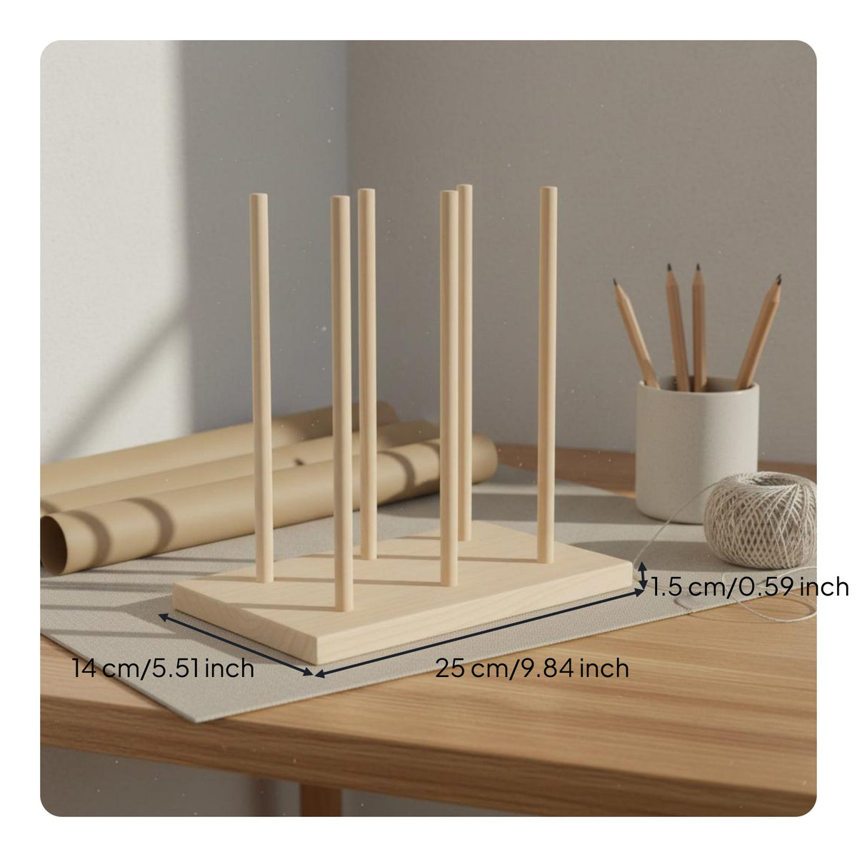 Wooden Yarn Spool Stand Solid Wood Multi-Spindle Thread Rack Easy Dispensing