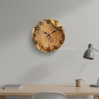 Wood Grain Wall Clock Natural Texture Rustic Round Clock for Living Room, Office