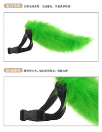 Green Alien Cat Ears Headband and Tail Cosplay Set