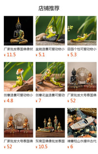Chinese Zen Buddha Statue Tabletop Ornament Resin Craft for Home Decor