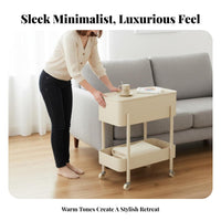 2-Tier Rolling Storage Trolley On Wheels Nightstand Multifunctional for Students