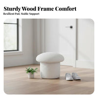 Round Sherpa Pouf Nordic design Low Stool Space-Saving Design for Parents, Adults