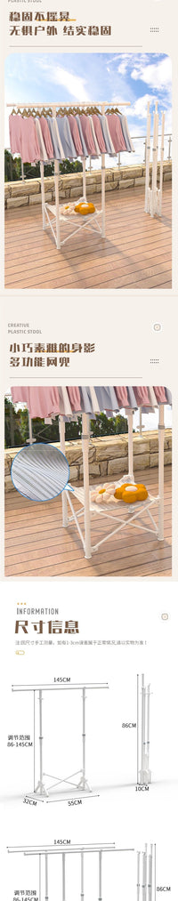 Foldable Stainless Steel Drying Rack for Balcony and Home Use