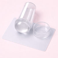 Manicure Stamping Kit with Transparent Template, Reusable Nail Design for Technicians, French Tip Decoration Set