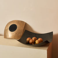 Indian Imported Aluminum Vintage Hammered Paper Shape Storage Fruit Bowl Decorative Piece
