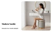 Round Upholstered Stool Light Luxury Design Vanity Seat Nordic Minimalist design