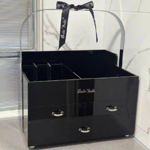 2-Tier Stand with Drawers Easy to Clean 2-Tier Drawer Rack Clear View for Adults