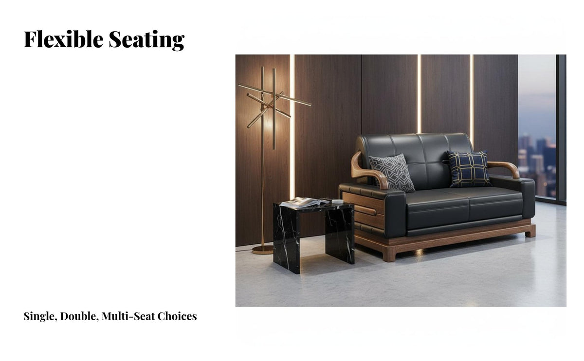 New Chinese design Wood Frame Sofa and Armchair Set Modern Minimalist Design Multi-Piece Couch Arrangement Fully Assembled Seating Group Wide Armrests for Apartment Dwellers, Interior Designers, Office Managers, Living Room, Lounge Area, Den