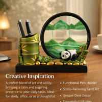 Flowing Sand Art Pen Holder for Study Table, Resin Desktop Decoration, Stationery Organizer Gift for Children and Coworker