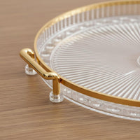 Gold Rim Snack Tray Decorative Round Party Platter Break-Resistant