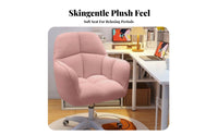 Upholstered Rolling Armchair Ergonomic Support Rest Desk Chair Adjustable Height Space-Saving Design for Women, Dormitory