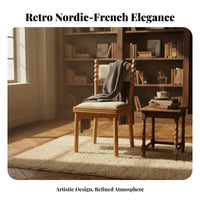 Upholstered Wooden Chair Nordic Design Upholstered Backrest Chair Retro Aesthetic Soft Upholstery for Kitchen, Cafe, Home Office