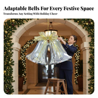 2 Pieces Oversized Christmas Bell Shiny Finish Jumbo Bell Decoration for Lobbies