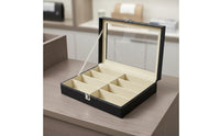 8 Compartment Sunglasses Box PU Leather Exterior 8-Compartment Sunglasses Storage Case Glasses Display Case Transparent Top