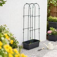 Raised Planter Box with Trellis, 178cm Vertical Garden for Climbing Vegetables, Dark Grey Outdoor Plant Support for Balcony