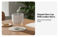 Heat-Resistant Glass Tumbler with Straw and Lid Stylish Design Glass Cup with Lid and Straw Portable for Students, Adults, Home, Travel, Car