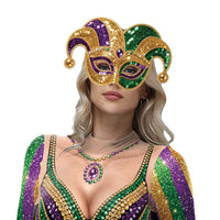 New Orleans Carnival Party Stage Performance Accessory Purple Green Gold Sequin Mask Costume