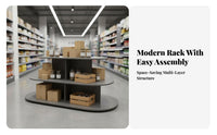 Tiered Design Round Island Display High Load Capacity Multi-Tier Snack Rack Heavy Duty Floor Display Shelving Unit Easy Assembly for Supermarket Owners, Shopkeepers, Home Organizers, Convenience Shop, Exhibition, Showroom, Office