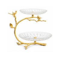 Fruit Tray Stand Decorative Tiered Display Stand Gold-Tone for Dining Table