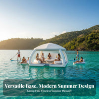 Buoyant Island with Canopy Portable Design Inflatable Buoyant Pavilion Large Capacity Inflatable Water Cabana for Yacht Owners, Boaters, Sea, Lake